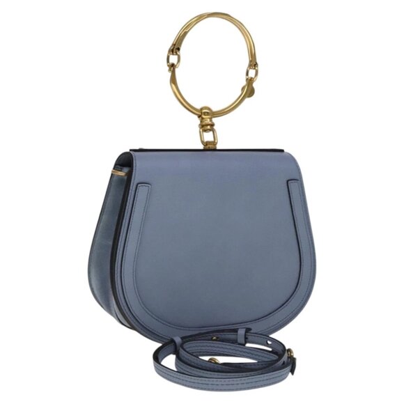 Chloe Nile Hand Bag Leather 2way Light Blue Gold Auth 111358V - Picture 1 of 16